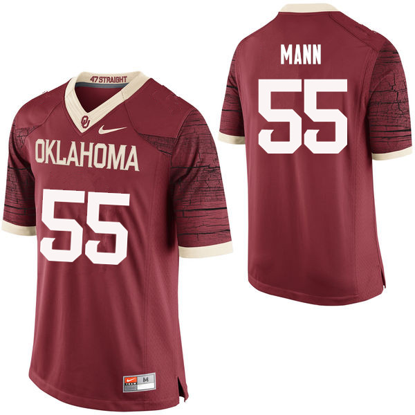 Men Oklahoma Sooners #55 Kenneth Mann College Football Jerseys Limited-Crimson